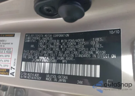 2011 Lexus Gx 460 z USA, uszkodzony, nr VIN JTJBM7FX9B5022480